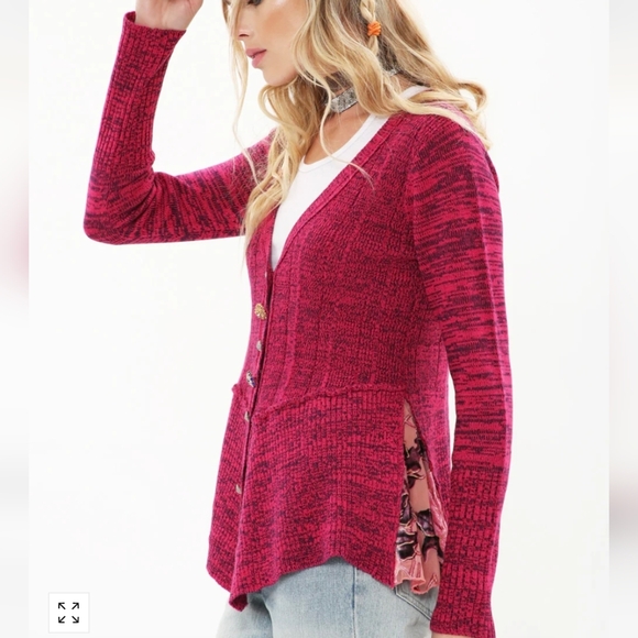 Aratta Genesis Cardigan Women's Pink Sweater Jeweled Buttons Small - Picture 3 of 8